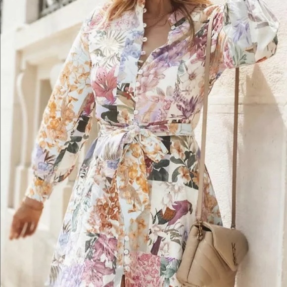 Zara multicolored print floral dress pink white - Picture 13 of 16